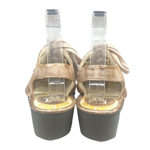 Fly London Women's Yifa Gold Lace Up Wedge Sandal Size 38 US 7.5/8 - Picture 9 of 13